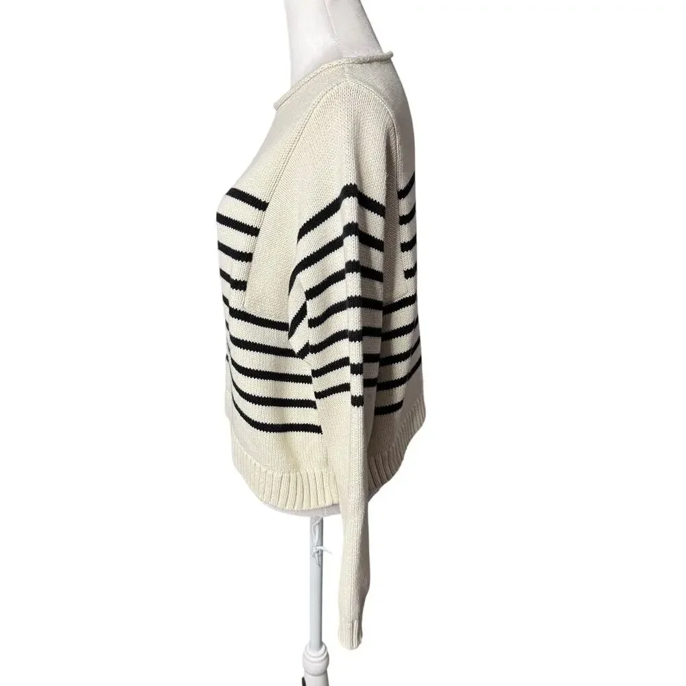 Madewell Cream and Black Striped Crewneck Sweater - Picture 5 of 12